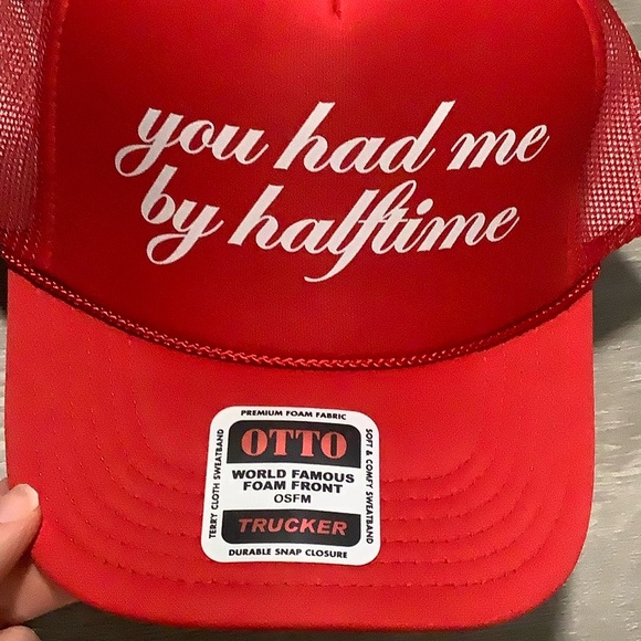 You had me by halftime Kenz Kustomz red trucker hat - Picture 5 of 7
